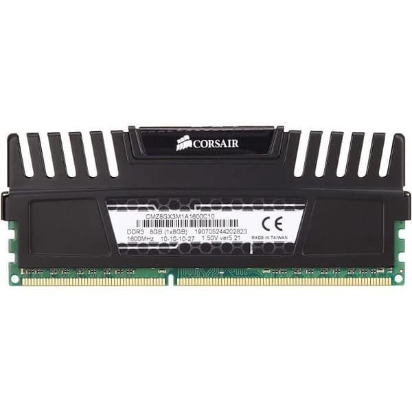 CORSAIR PC-minne DDR3 - VENGEANCE BLACK HEAT SPREADER - DIMM 8GB - 1600MHz - 10-10-10-27 1,5V (CMZ8GX3M1A1600C10)