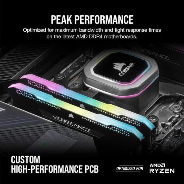 RAM-minne - CORSAIR - CMH32GX4M2Z3600C18 - VENGEANCE RGB PRO SL - DDR4 - 32Go 2x16Go - 3600MHz - DIMM - CL 18 - 1.35V