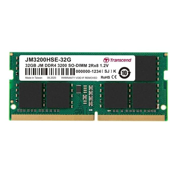 Transcend 32GB PC RAM-minne JM DDR5 4800 U-DIMM 2Rx8 2Gx8 CL40 1.1V - grön - 32 GB