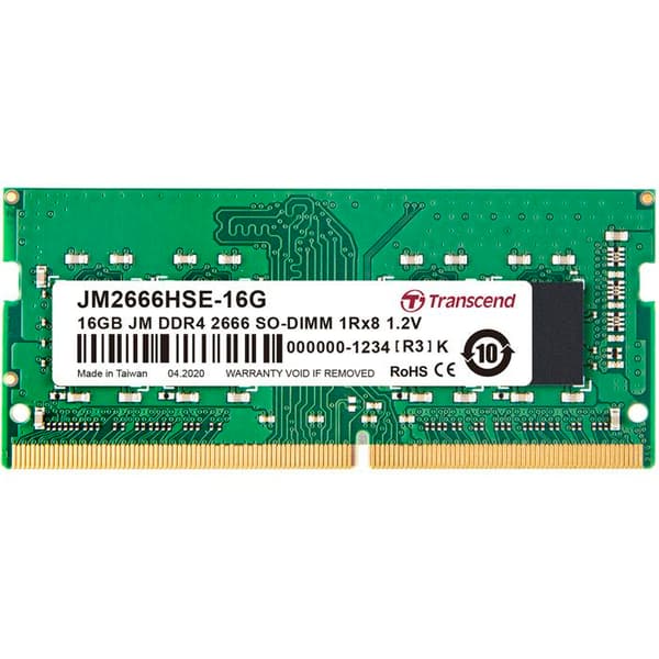 Transcend JetRAM DDR4 RAM - 16 GB - 288-stifts DIMM - 2666 MHz / PC4-21300 - CL19 - Icke-ECC