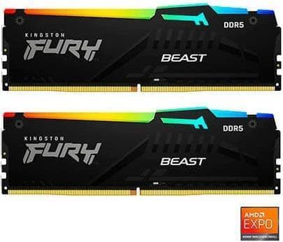 Kingston Technology FURY Beast RGB -muistimoduuli 16 Gt 2 x 8 Gt DDR5 5600 MHz (KF556C36BBEAK2-16)