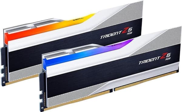 G.Skill Trident Z5 RGB - DDR5 - Sarja - 32 Gt: 2 x 16 Gt - DIMM 288-PIN - 7200 MHz / PC5-57600 - CL34 - ei-ECC - metallihopea, harjattu alumiini / mus