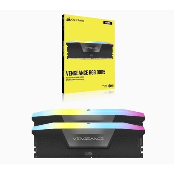 RAM-minne - CORSAIR - Vengeance RGB DDR5 - 32GB 2x16GB DIMM - 5600 MHz - 1,25V - Svart (CMH32GX5M2B5600C40K)