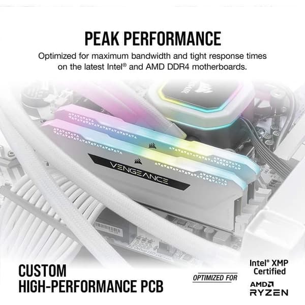 RAM-minne - CORSAIR - Vengeance RGB Pro SL DDR4 - 32GB 2x16GB DIMM - 3200 MHz - 1,35V - Vit (CMH32GX4M2E3200C)