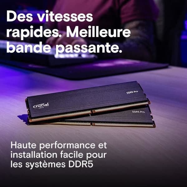 RAM-minne - CRUCIAL - DDR5 PRO - Kit 48 GB (2 x 24 GB) - 5600 MT/s - UDIMM - CL46 - CP2K24G56C46U5