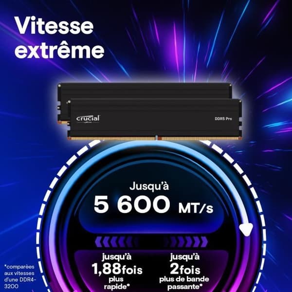 RAM-minne - CRUCIAL - DDR5 PRO - Kit 48 GB (2 x 24 GB) - 5600 MT/s - UDIMM - CL46 - CP2K24G56C46U5