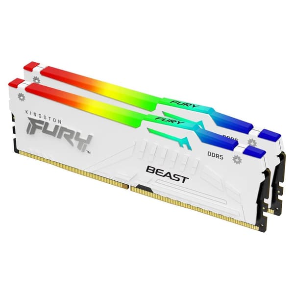 Kingston Technology Fury Beast 32GB DDR5 6000MT/s CL36 DIMM -muistimoduuli, valkoinen, RGB EXPO