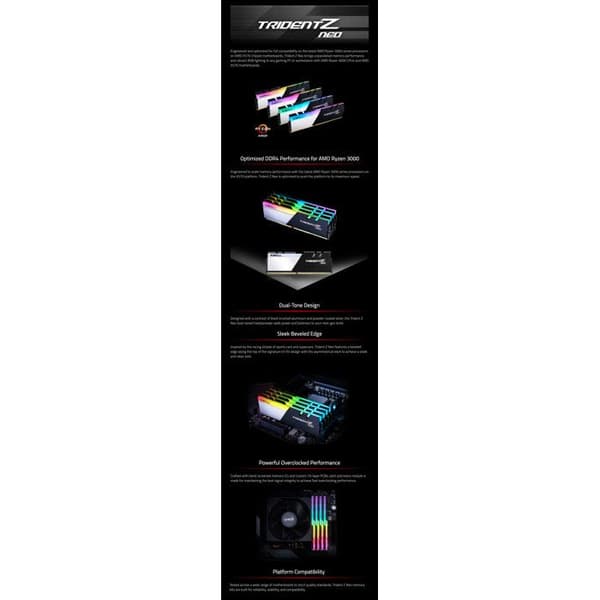 G.SKILL Trident Z Neo - 16 GB - DDR4 3600 Mhz - Aluminium kylfläns - Dynamiska RGB lysdioder