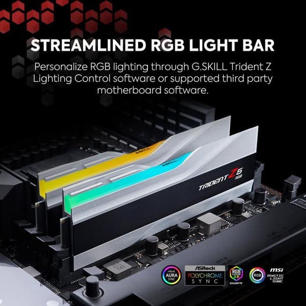 G.Skill Trident Z5 RGB 64 GB DDR5 6000 MHz CL32 RAM-minne - Dual Channel Silver Kit