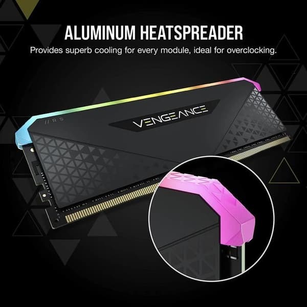 RAM-minne - CORSAIR - Vengeance RGB RS DDR4 - 16GB 2x8GB DIMM - 3600 MHz - 1,35V - Svart (CMG16GX4M2D3600C)