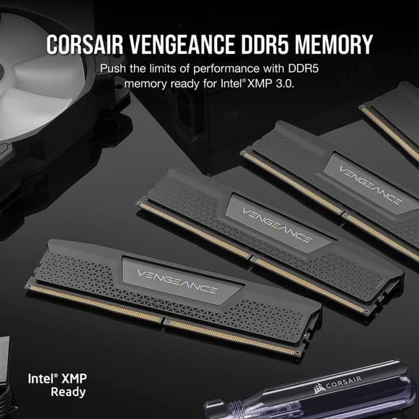 CORSAIR Vengeance RGB DDR5 - 64GB 2x32GB DIMM - 4800MHz - Obuffrad, 40-40-40-77, Std PMIC, XMP 3.0, Black Heatspreader, Black PCB