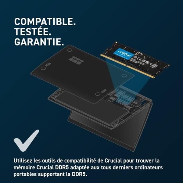 RAM - CRUCIAL - DDR5-4800 SODIMM - 32 GB (CT32G48C40S5)