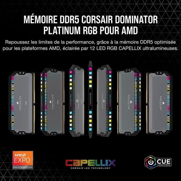 Corsair Dominator Platinum DDR5 RGB 32GB (2 x 16GB) 6000 MHz CL30 - Dual Channel Kit 2 DDR5 RAM PC5-48000 - CMT32GX5M