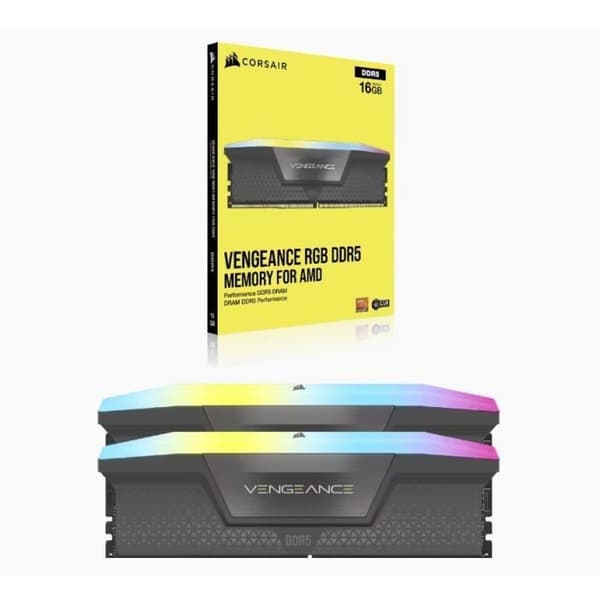 RAM-minne - CORSAIR - Vengeance RGB DDR5 - 32GB 2x16GB DIMM - 5200 MHz - 1,25V - Grå (CMH32GX5M2B5200Z40K)