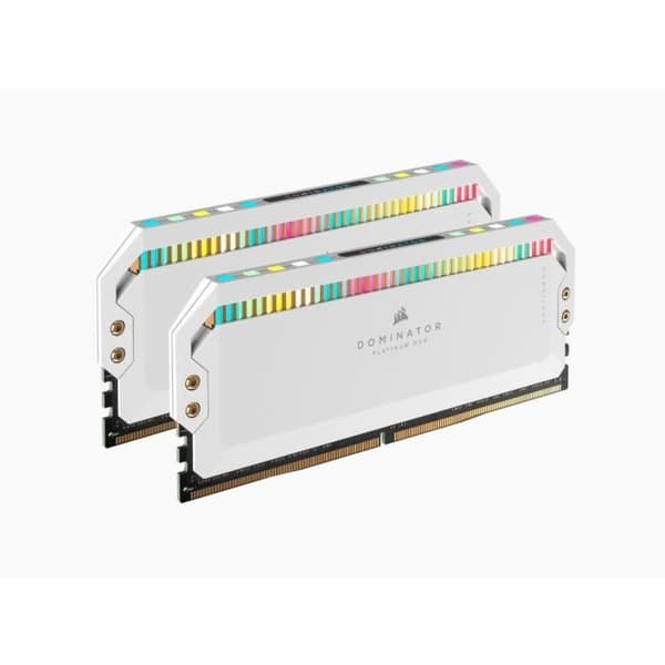 RAM-minne - CORSAIR - DOMINATOR PLATINUM RGB DDR5 - 32GB 2x16GB DIMM - 6200 MHz - 1,3V - Vit (CMT32GX5M2X6200C36W)