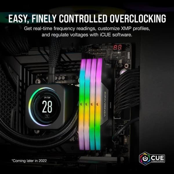 RAM - CORSAIR Vengeance RGB DDR5 - 32GB 2x16GB DIMM - 5200MHz - Obuffrad, 40-40-40-77, XMP 3.0, Black Heatspreader, RGB LED,