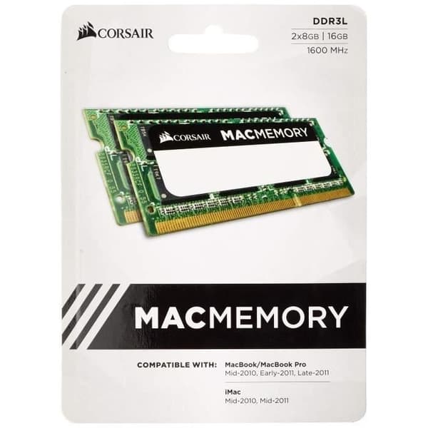 CORSAIR PC-minne DDR3 - SODIMM 16 GB - 1600 MHz - CAS 11 - Apple Qualified Mid 2012 Macbook Pro (CMSA16GX3M2A1600C11)