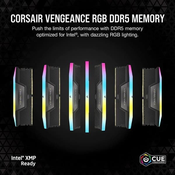Corsair Vengeance RGB DDR5 64 GB (2 x 32 GB) 6600 MHz CL32 - Svart - Dual Channel Kit 2 RGB DDR5 PC5-52800 RAM - CMH64GX
