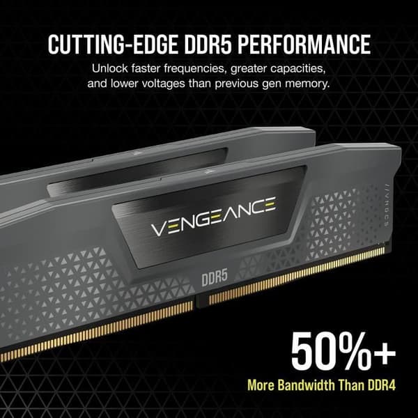 RAM-minne - CORSAIR - Vengeance DDR5 RAM 32GB (2x16GB) 5600MHz CL40 AMD Expo iCUE-kompatibel - Grå