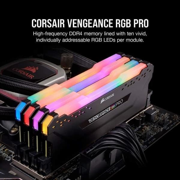 RAM-minne - CORSAIR - Vengeance RGB Pro Series DDR4 - 16GB 2x8GB DIMM - 3200 MHz - CL16 - 1,35V - Svart