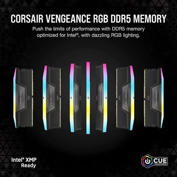 Corsair Vengeance RGB DDR5 32 GB (2 x 16 GB) 6200 MHz CL36 RAM - Svart - Dual Channel Kit