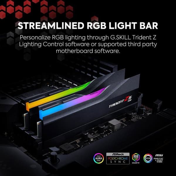 G.Skill Trident Z5 RGB 48 GB (2 x 24 GB) DDR5 7600 MHz CL38 - Vit - Dual Channel Kit 2 DDR5 RAM-minnen PC5-60800 - F5-7600J3