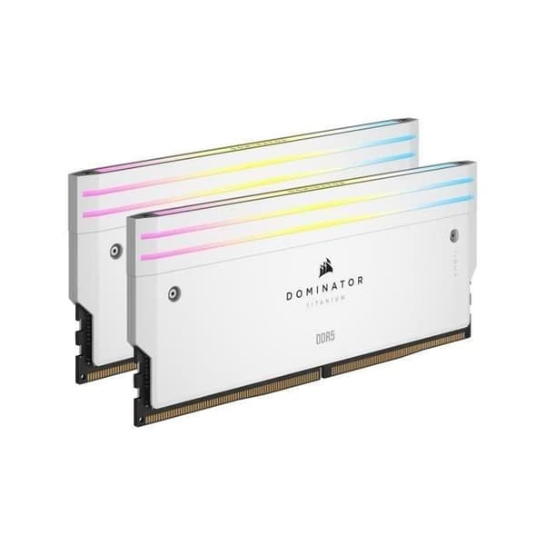 RAM-minne - CORSAIR - Dominator Titanium RGB DDR5 - 32GB 2x16GB DIMM - 7200MT/s - Intel XMP 3.0 - 1.45V - Vit