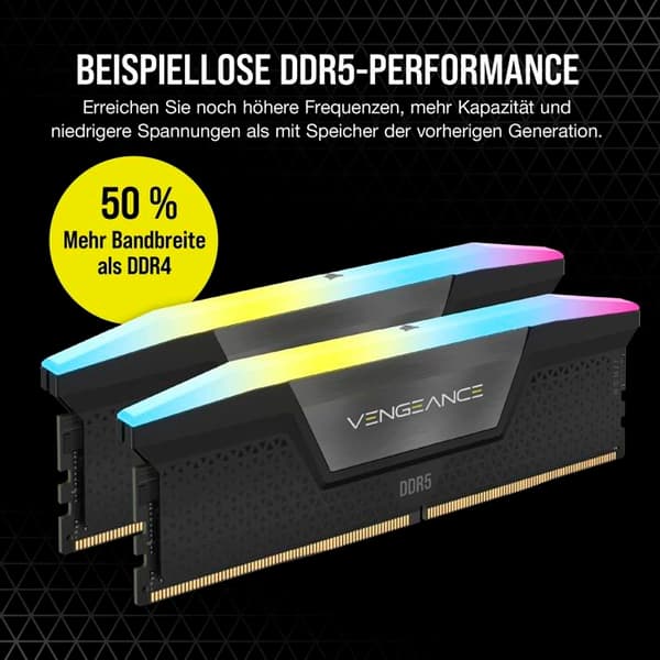 Corsair Vengeance RGB DDR5 32 GB (2 x 16 GB) 6600 MHz CL38 - Svart - Dual Channel Kit 2 RGB DDR5 RAM PC5-52800 - CMH32GX