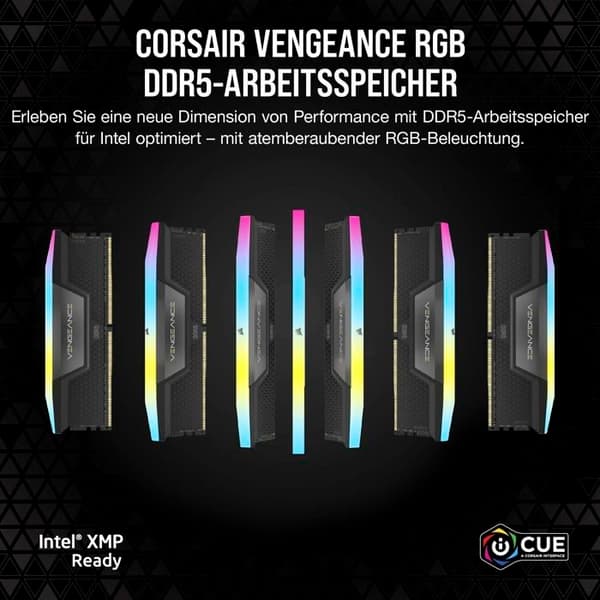 Corsair Vengeance RGB DDR5 32 GB (2 x 16 GB) 6600 MHz CL38 - Svart - Dual Channel Kit 2 RGB DDR5 RAM PC5-52800 - CMH32GX