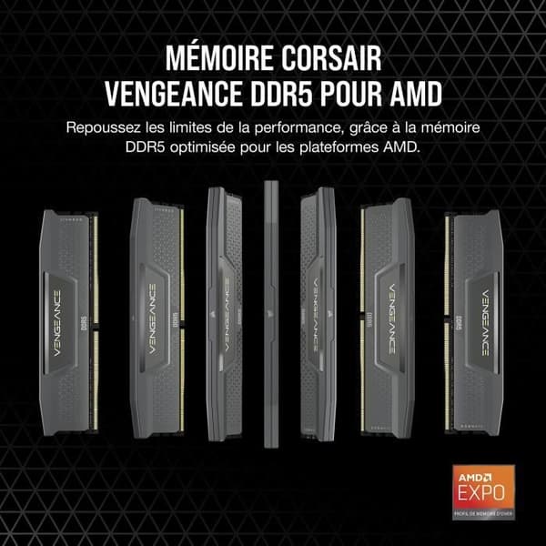 RAM-muisti - CORSAIR - Vengeance DDR5 RAM 64GB (2x32GB) 5600MHz CL40 AMD EXPO iCUE -yhteensopiva - harmaa (CMK64GX5M2B5600Z40)