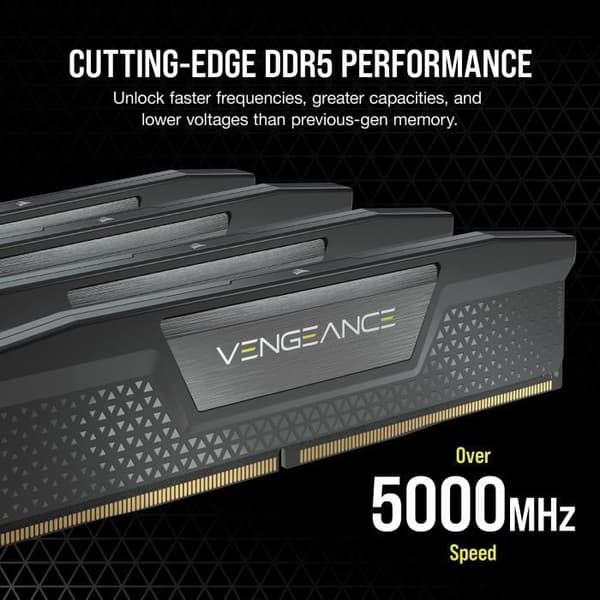 RAM-muisti - CORSAIR - Vengeance DDR5 RAM 32GB (2x16GB) 5600MHz CL40 Intel XMP iCUE -yhteensopiva - musta (CMK32GX5M2B5600C40)