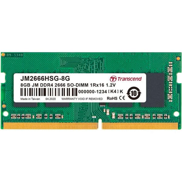 TRANSCEND 8GB JM DDR4 2666Mhz SO-DIMM 8GB JM DDR4 2666Mhz SO-DIMM 1Rx16 1Gx16 CL19 1.2V -