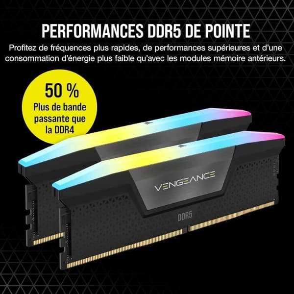 RAM-minne DDR5 - CORSAIR - Vengeance RGB - 96Go - 6800MHz - Intel XMP 3.0 - Svart