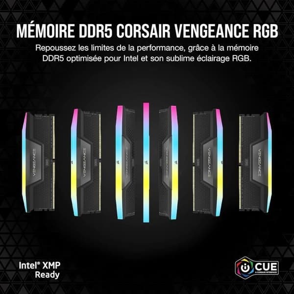 RAM-minne DDR5 - CORSAIR - Vengeance RGB - 96Go - 6800MHz - Intel XMP 3.0 - Svart