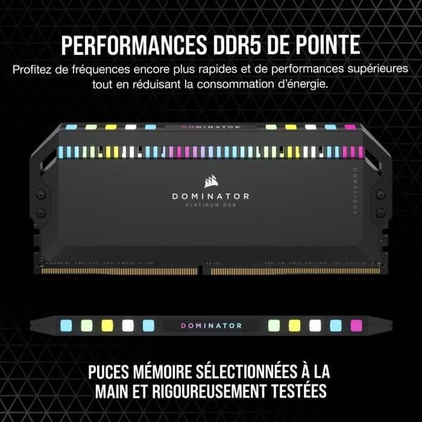 CORSAIR Dominator PLATINUM RGB - 32GB 2x16GB - DDR5 5200MHz - CAS40 - Svart (CMT32GX5M2B5200C40)