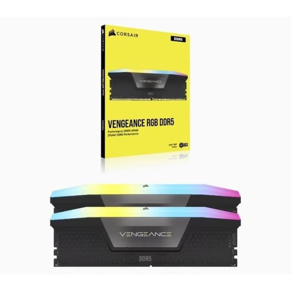 RAM-muisti - CORSAIR - Vengeance RGB DDR5 - 32GB 2x16GB DIMM - 6400 MHz - 1.40V - Musta (CMH32GX5M2B6400C32)