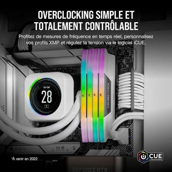 Corsair Vengeance RGB DDR5 32 Gt (2 x 16 Gt) 6000 MHz CL36 - Valkoinen - Kaksikanavainen pakkaus 2 RGB DDR5 PC5-48000 RAM-liuskaa -