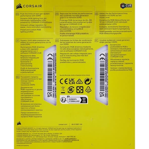 RAM-hukommelse Corsair 32 GB DDR5 SDRAM DDR5 6000 MHz