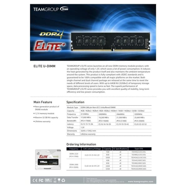 RAM-hukommelse Team Group TED432G3200C2201