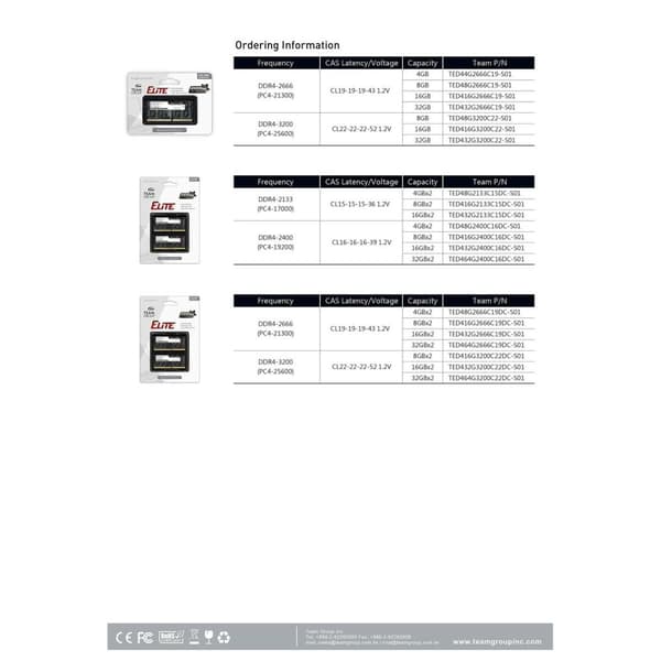 RAM-minne Team Group TED416G3200C22-S01 16 GB DDR4 3200 MHz CL19