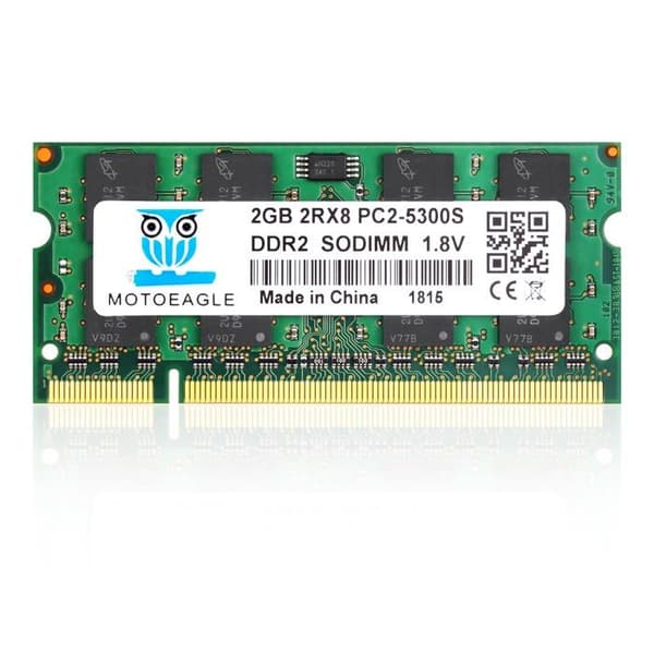 Motoeagle DDR2 667MHz PC2 5300S 2GB SODIMM RAM, DDR2 667 2GB 2Rx8 PC2 5300S 200-stifts CL5 Bärbar datorminne