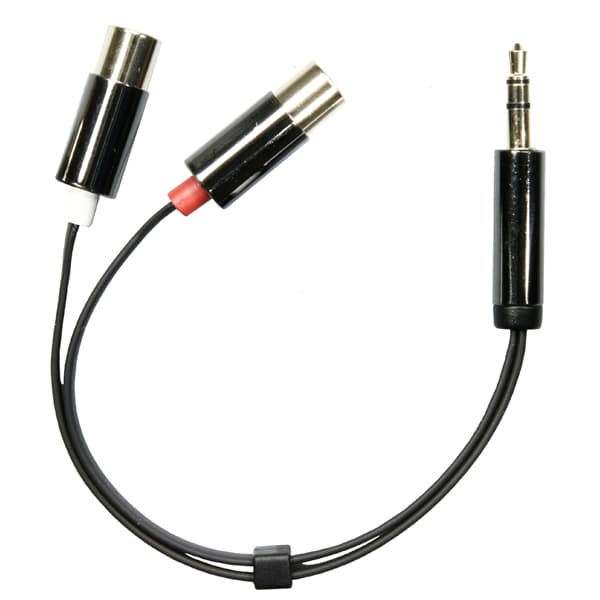 DELTACO lydadapter, 2xRCA hun til 3,5mm stereo han, 0,1m, sort