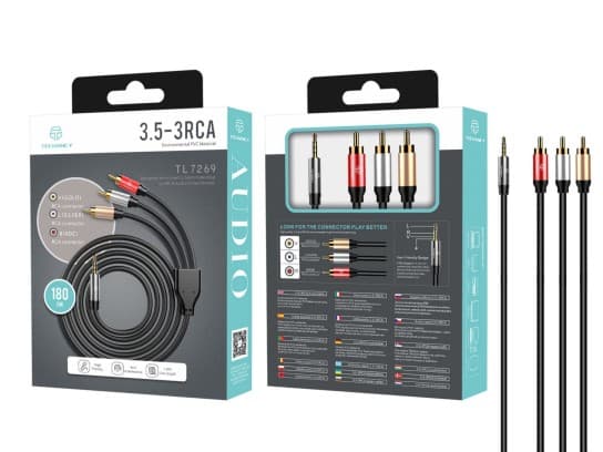 Audio Cable-3.5Mm 3Rca 1.8M Black