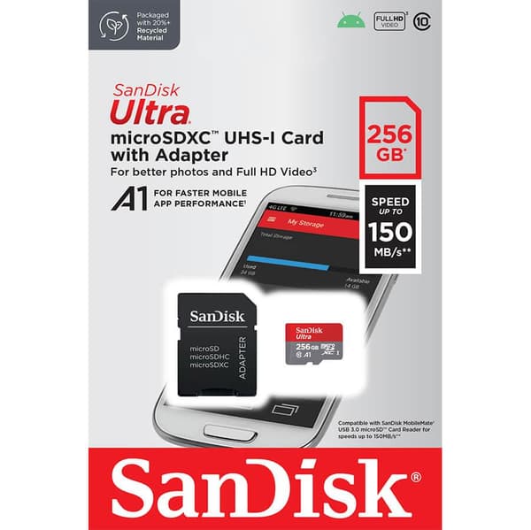 SanDisk MicroSDXC Mobil Ultra 256GB 150MB/s Inkl. Adapter