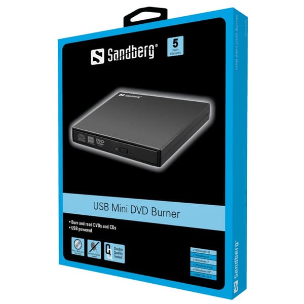 Sandberg 133-66 USB Mini DVD Burner musta