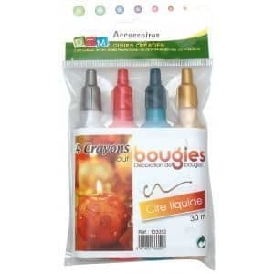 Kritor för Ljus - Flytande Vax - 30 ml - Guld, Silver, Röd - Set med 4 Kritor