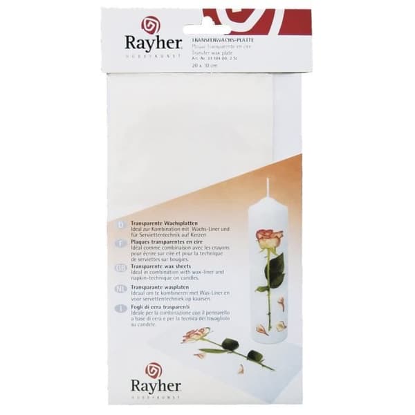 Vaxöverföringsplatta - Rayher - 20 x 10 cm - Transparent - Enkel stämpling - Kreativa ljus