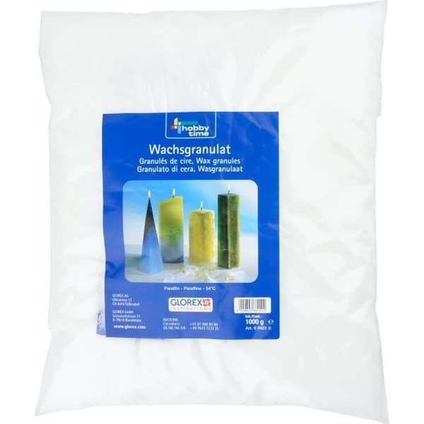 Paraffin - GLOREX - 1000 g - Smältpunkt 52°C - Vit färg - Blandet