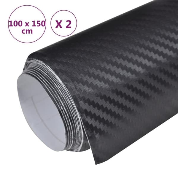 vidaXL Bilfolier 2 stk 3D svart 100x150 cm