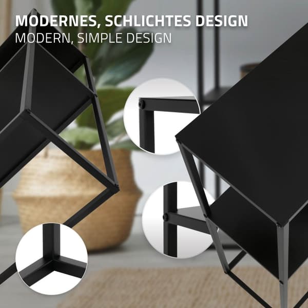 ML-Design konsolipöytä; jossa 1 hylly; metallista; musta; 80x26x80 cm; kukkaistuin; kasvienjalusta; kasvihylly; sivupöytä; teollinen olohuonekaluste;